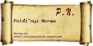 Polónyi Norma névjegykártya